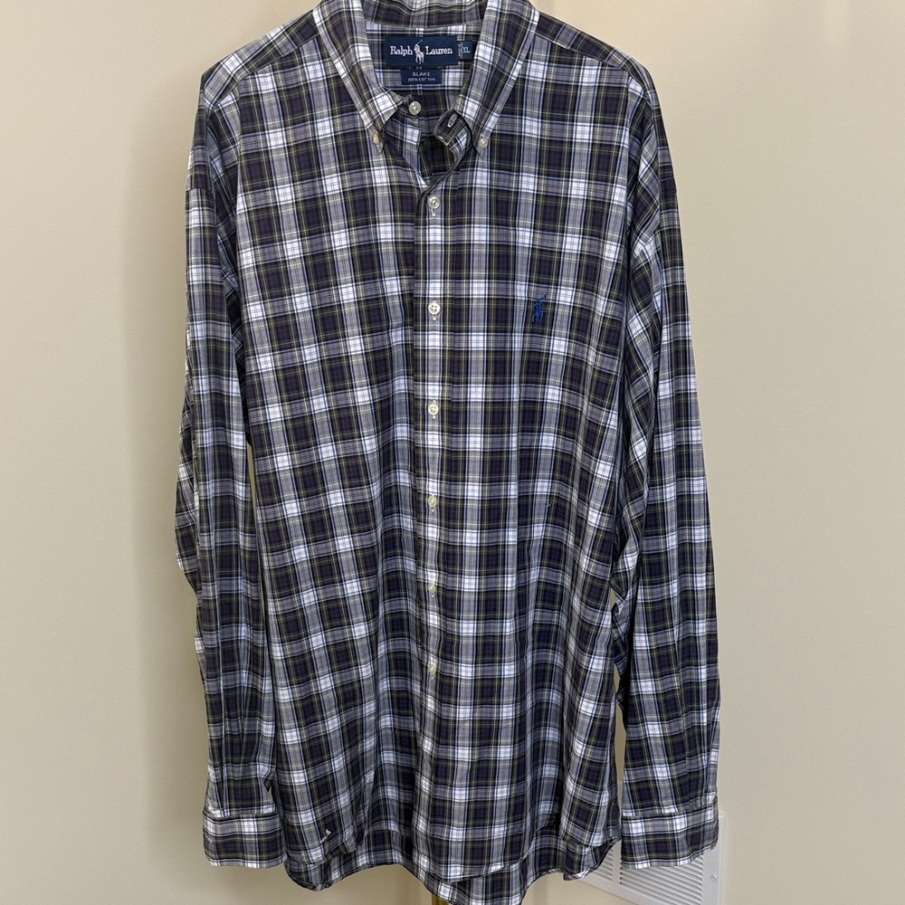 Ralph Lauren Men's Plaid "Blake" 100% Cotton Button - Down Shirt - XL - Picture 3 of 10